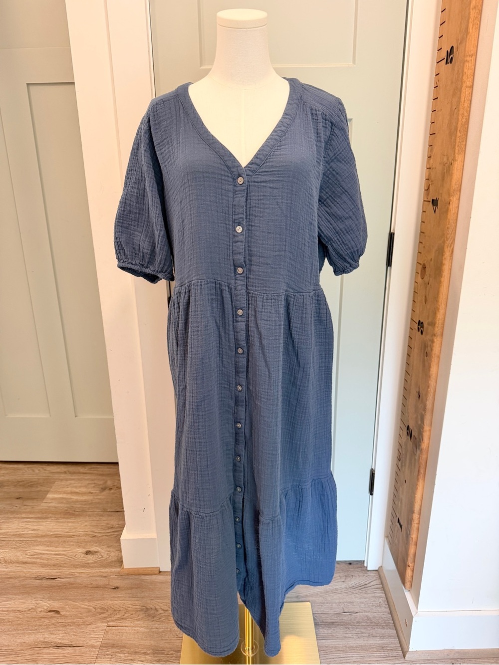 Sonoma Cotton Gauze Dress XXL Navy Natural Fibers Coastal